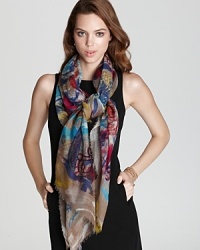 Gallery gorgeous, Selection Privee's lightweight square scarf is like an abstract work of art to wear.