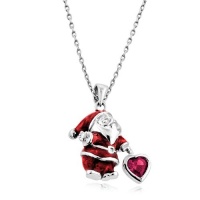 Ruby Santa Pendant in Sterling Silver with Chain