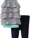 Splendid Littles Baby-Girls  Pebble Beach Stripe Tank Tunic Set, Navy/Seashell, 18-24 Months