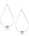 Lucky Brand Campania Ears Silver-Tone Turquoise-Color Hammered Hoop Earrings