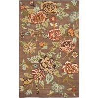 Safavieh Blossom Collection BLM920A Handmade Brown and Multi Hand Spun Wool Area Rug, 8-Feet by 10-Feet