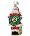 Take steps to prevent and raise awareness about AIDS with the Claus for a Cause charity ornament from Christopher Radko. Santa shows his support with a wreath trimmed in red ribbon.