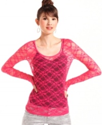 Give your day look a femme touch with this long sleeve lace top from Say What?.