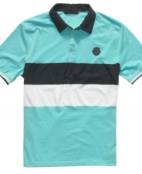 Kick your casual wardrobe up a notch with the fresh color-blocked style of this Sean John polo shirt.