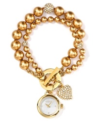 Carolee proves practicality can be pretty with this double strand gold-plated pearl watch. With crystal beads and a delicate watch charm, it's a piece you'll wear now and treasure forever.