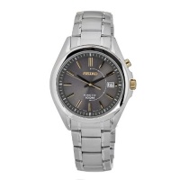 Seiko Men's SKA527 Kinetic Movement Stainless Steel Dark Beige Dial Watch