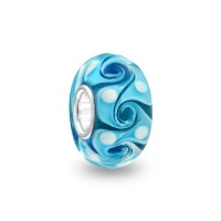 Bling Jewelry Turquoise Color Swirl 925 Sterling Silver Murano Glass Bead Troll Pandora Compatible