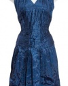 Nicole Miller Blue Techno Stretch Taffeta A-Line Halter Dress 10