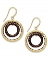 Look lovely in loops. These drop earrings from Alfani stun with gold and hematite hues, found on two circular loops. Crafted in gold tone mixed metal. Approximate drop: 1 inch.