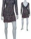 Aidan Mattox Striking Sequins Long Sleeve Cocktail Dress