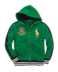 A classic zip-up hoodie features signature Big Pony embroidery for sporty style.