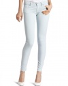 7 For All Mankind Women's Foil Floral Skinny Jean in Light Silver Aqua, Light Aqua/Silver, 24