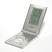 SharpTech SPC303 LCD Travel Alarm Clock with Folding Metal Case (Champagne)