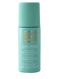 In 1953, Estée Lauder introduced Youth-Dew, a scented bath oil that doubled as a perfume, and the world of fragrance was forever changed. Until then, women relied on the men in their lives to give them perfume as a special gift. But Youth-Dew was created for women to buy for themselves...and they did. The roll-on deodorant glides on smoothly and comfortably, without whitening. Provides effective yet gentle protection against wetness and odor. 2.5 oz. 