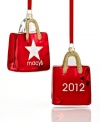 Start your holiday shopping season off right! The Macy's Red Bag ornament from Holiday Lane makes a great gift for Christmas 2012, shining in brilliant red glass with gold glitter. Shown front and back.