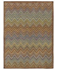 A variegated chevron design creates a chic, eye-catching home accent in the Rhodes area rug. Crafted of EverTouch® nylon that is meticulously dyed for brilliant color recognition.