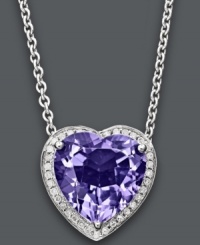 Say it from the heart. This stunning pendant makes the perfect gift for the one you love. Crafted in sterling silver, necklace features a heart-shaped amethyst (5 ct. t.w.) surrounded by round-cut diamond accents. Approximate length: 18 inches. Approximate drop: 1/2 inch.