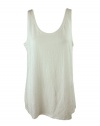 Eileen Fisher womens white U neck long linen sleeveless tank top L