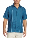 Cubavera Men's Short Sleeve Woven Shirt With Tucking Detail