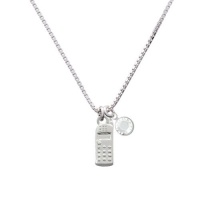 Silver Cellphone Charm Necklace with Clear Crystal Drop