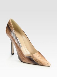 Iconic style in its purest form, this snakeskin staple has a signature skinny heel and point toe. Stacked heel, 4 (100mm)Snakeskin upperLeather lining and solePadded insoleMade in ItalyOUR FIT MODEL RECOMMENDS ordering true size. 