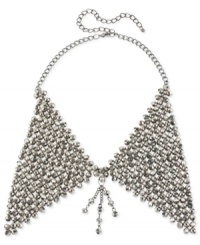 Soar to new fashion heights with this Peter Pan collar necklace from Haskell. Crafted from hematite-tone mixed metal, the necklace dazzles with faceted beads. Approximate length: 16 inches + 3-inch extender. Approximate drop: 5-1/2 inches.