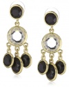 Anne Klein Beacon Gold-Tone Black and Crystal Chandelier Drop Earrings