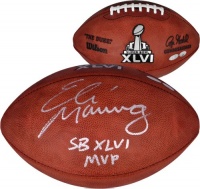 Signed Eli Manning Super Bowl XLVI Football w/ SB XLVI MVP - Steiner Sports Certified - Autographed Footballs