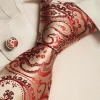 Red pattern designer for men goldenrod Paisleys Italian style silk neck ties cufflinks set A2028 One Size Goldenrod