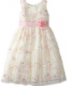 Jayne Copeland Girls 7-16 Floral Sequin Soutache Dress With Rose Bow Detail, Ivory, 8