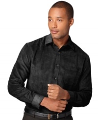 Look equally handsome and smooth in this suede shirt by Van Heusen.