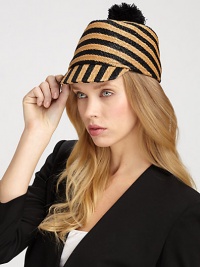 A striped design with a fun pom-pom. 55% viscose/45% cottonBrim, about 2Spot cleanMade in Italy