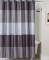 Add a splash of color to your bath with the Encore Stripe shower curtain from Martha Stewart Collection. Thick horizontal stripes are fresh and contemporary in cool tones.