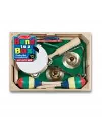 Everything needed for a solo performance or to form a marching band. This musical set includes a tambourine, cymbals, maracas, clacker, tone blocks and a triangle! Ideal for involving preschoolers in the musical experience.