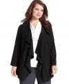 A cross between a draped cardigan and a sophisticated blazer, Calvin Klein's plus size jacket features ponte knit fabric for just the right amount of structure. (Clearance)