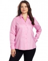 Jones New York Women's Plus-Size Long Sleeve Easy Care Blouse, New Pink, 16W