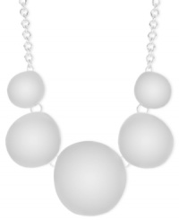 Take five with this frontal necklace from Robert Lee Morris. Crafted from silver-tone mixed metal, the necklace features five concave discs for a cool approach. Approximate length: 18 inches + 3-inch extender. Approximate drop: 2 inches.