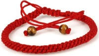 LUOS Handmade Red String Bracelet with 2 Tiger Eye Bead- good for prosperity and success