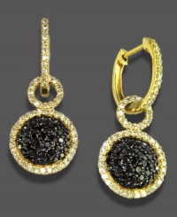 Stand-out stunners. Earrings from Caviar by Effy Collection feature a stellar combination of round-cut black diamonds (1/2 ct. t.w.) and white diamonds (1/2 ct. t.w.). Crafted in 14k gold. Approximate drop: 1-1/4 inches.