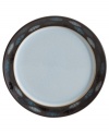 A handsome addition to casual dining, the Sienna tea plate features a glazed white surface and matte mocha rim with shimmering blue ellipses.