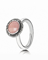 PANDORA's vintage-inspired ring adds instant glamour to special occasion and everyday looks. A faceted pink opal stone pops against marcasite-studded setting.