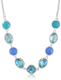 Nine West Fruit Punch Silver-Tone Blue Multi-Frontal Necklace, 18