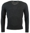 Polo Ralph Lauren Mens Custom Fit Merino Wool V-Neck Sweater - M - Gray