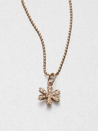 Pavé diamonds embellish this warm, 14k rose gold floral pendant on a ball chain. Diamonds, .06 tcw14k rose goldLength, about 16Pendant size, about .33Lobster clasp closureMade in Italy and imported