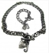 Juicy Couture Charm Bracelet & Necklace Set Pave Heart Crystal Starter Charm Hematite