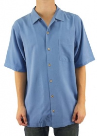 Tommy Bahama Mens Blue Short Sleeve Polo Collar Button-Up Shirt