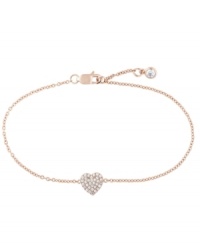 Warm your heart. This sweet mini charm bracelet from CRISLU flaunts a heart with faceted clear cubic zirconias (1/4 ct. t.w.). Crafted in 18K rose-gold over sterling silver. Nickel-free. Approximate length: 7 inches.