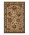 A lush landscape of corals, turquoise blues, maize yellow, moss green, soothing taupe and soft mocha greet you in a playfully intricate pattern. Classically styled for the modern age, this full framed rug offers a neutral palette to coordinate perfectly with today's microfiber, twill and leather furnishings.