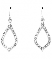 Clear White Crystal & Silver Teardrop Modern Marquise Navette Shape Dangle Drop Earrings, Hypoallergenic Metal, 1 Inch