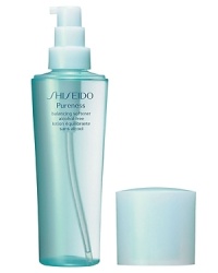 Shiseido Pureness Balancing Softener Alcohol-Free. A refreshing alcohol-free lotion that brings new radiance, softness, and balance to blemish-prone skin. Lightly rehydrates and leaves skin smooth and comfortable. Absorbs quickly to deliver an immediate sensation of dewy freshness. Balances skin to help reduce the tendency toward imperfections. Recommended for oily, combination and normal skin. Use daily morning and evening after cleansing.